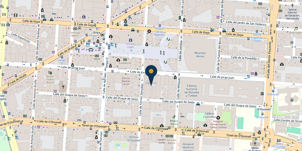 Mapa de OpenStreetMap de la ubicación de Global Risk Brokers en Madrid